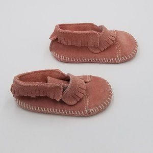 Pink Leather Fringe Moccasins 5